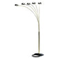 84" Gold Five Light Arc Floor Lamp With Brass Metal Dome Shade