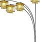 84" Black Four Light Arc Floor Lamp With Clear Crystal Glass Chandelier Shade