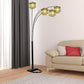 84" Black Four Light Arc Floor Lamp With Clear Crystal Glass Chandelier Shade