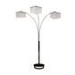 84" Silver Metal Three Light Arched Floor Lamp With Clear Crystal Square Shade