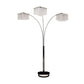 84" Silver Three Light Arched Floor Lamp With Clear Crystal Square Shade