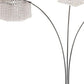 84" Silver Metal Three Light Arched Floor Lamp With Clear Crystal Square Shade