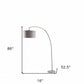 86" Beige And Antique Gold Arched Floor Lamp With Gray Drum Shade