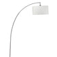 86" White And Silver Arc Floor Lamp With White Drum Shade