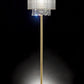 65" Gold And White Novelty Floor Lamp With White Fabric Drum Shade