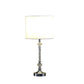 19" Silver Metal and Faux Crystal Table Lamp With White Drum Shade