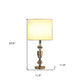 24" Clear And Silver Faux Crystal And Metal Table Lamp With White Drum Shade