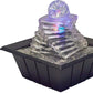 8" Clear Polyresin Ice Design Tabletop Fountain With LED