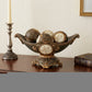 8" Bronze Polyresin Classical Greek Decorative Bowl With Orbs