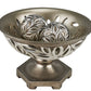 13" Brushed Silver Leaf Polyresin Decorative Pedestal Bowl with Orbs