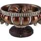9" Reddish Bronze And Silver Polyresin Decorative Bowl With Orbs