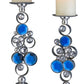 Set Of Two Silver and Blue Bling Tabletop Pillar Candle Holders