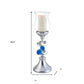 21" Silver and Blue Faux Crystal Bling Hurricane Candle Holder