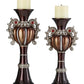Set Of Two Bronze Tabletop Urn Shape Pillar Candle Holders