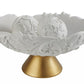9" Matte Gold And White Polyresin Decorative Bowl With Orbs