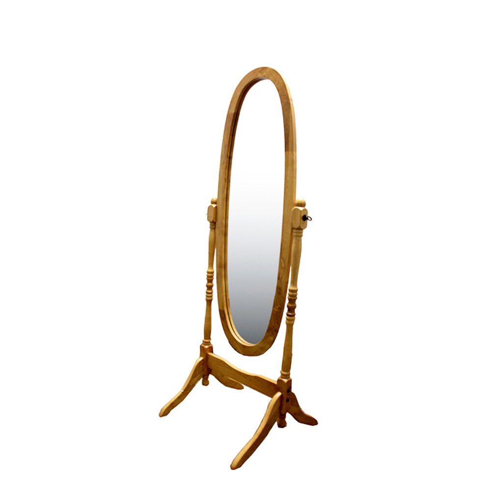 60" White Oval Wood Framed Freestanding Cheval Mirror