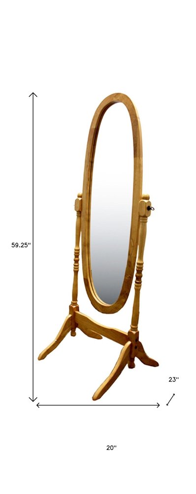 60" White Oval Wood Framed Freestanding Cheval Mirror