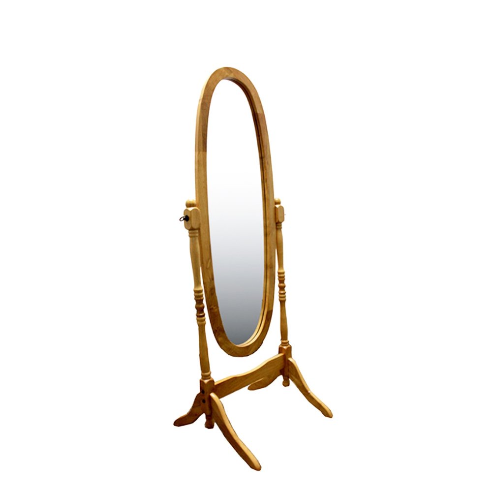 60" White Oval Wood Framed Freestanding Cheval Mirror
