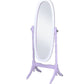 59" Purple And White Wood Freestanding Oval Framed Cheval Mirror