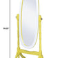 59" Purple And White Wood Freestanding Oval Framed Cheval Mirror