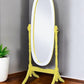 59" Purple And White Wood Freestanding Oval Framed Cheval Mirror