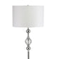 63" Chrome and Crystal Orb Shaped Floor Lamp With White Drum Shade