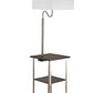 58" Steel Tray Table Floor Lamp With White Square Shade