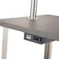 58" Steel Tray Table Floor Lamp With White Square Shade