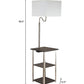 58" Steel Tray Table Floor Lamp With White Square Shade