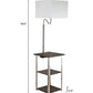58" Steel Tray Table Floor Lamp With White Square Shade