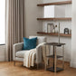 58" Steel Tray Table Floor Lamp With White Square Shade