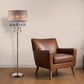 62" Silver Three Light Candelabra Floor Lamp With Pink Fabric Drum Shade