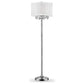 63" Silver Three Light Candelabra Floor Lamp With White Fabric Drum Shade