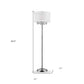 63" Silver Three Light Candelabra Floor Lamp With White Fabric Drum Shade