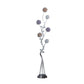 59" Silver Six Light LED Novelty Floor Lamp With Purple And White Metal Novelty Shade
