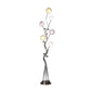 59" Silver Six Light LED Novelty Floor Lamp With Purple And White Metal Novelty Shade