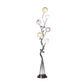 59" Silver Six Light LED Novelty Floor Lamp With Purple And White Metal Novelty Shade