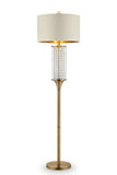 62" Gold Column Floor Lamp With Off White Metal Drum Shade