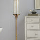 62" Gold Column Floor Lamp With Off White Metal Drum Shade