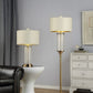 62" Gold Column Floor Lamp With Off White Metal Drum Shade