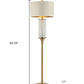 62" Gold Column Floor Lamp With Off White Metal Drum Shade