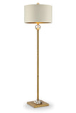 63" Gold Column Floor Lamp With Off White Metal Drum Shade