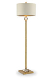 63" Gold Column Floor Lamp With Off White Metal Drum Shade