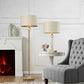 63" Gold Column Floor Lamp With Off White Metal Drum Shade