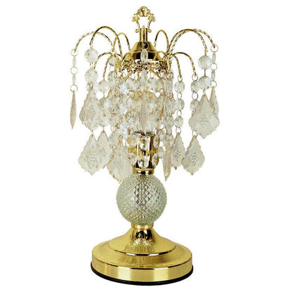 15" Gold And Faux Crystals Chandelier Style Table Lamp