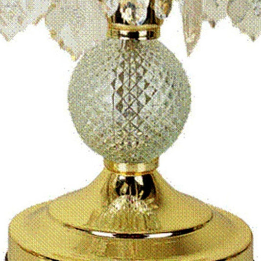 15" Gold And Faux Crystals Chandelier Style Table Lamp