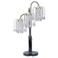 34" Black Metal Three Light Chandelier Table Lamp