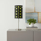 33" Silver Metal Mod Table Lamp With Black And Green Drum Shade
