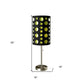 33" Silver Metal Mod Table Lamp With Black And Green Drum Shade