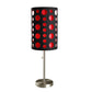 33" Steel Mod Table Lamp With Black And Red Drum Shade